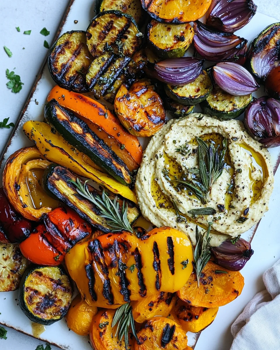 Grilled Autumn Vegetables with Sage Brown Butter Bean Dip