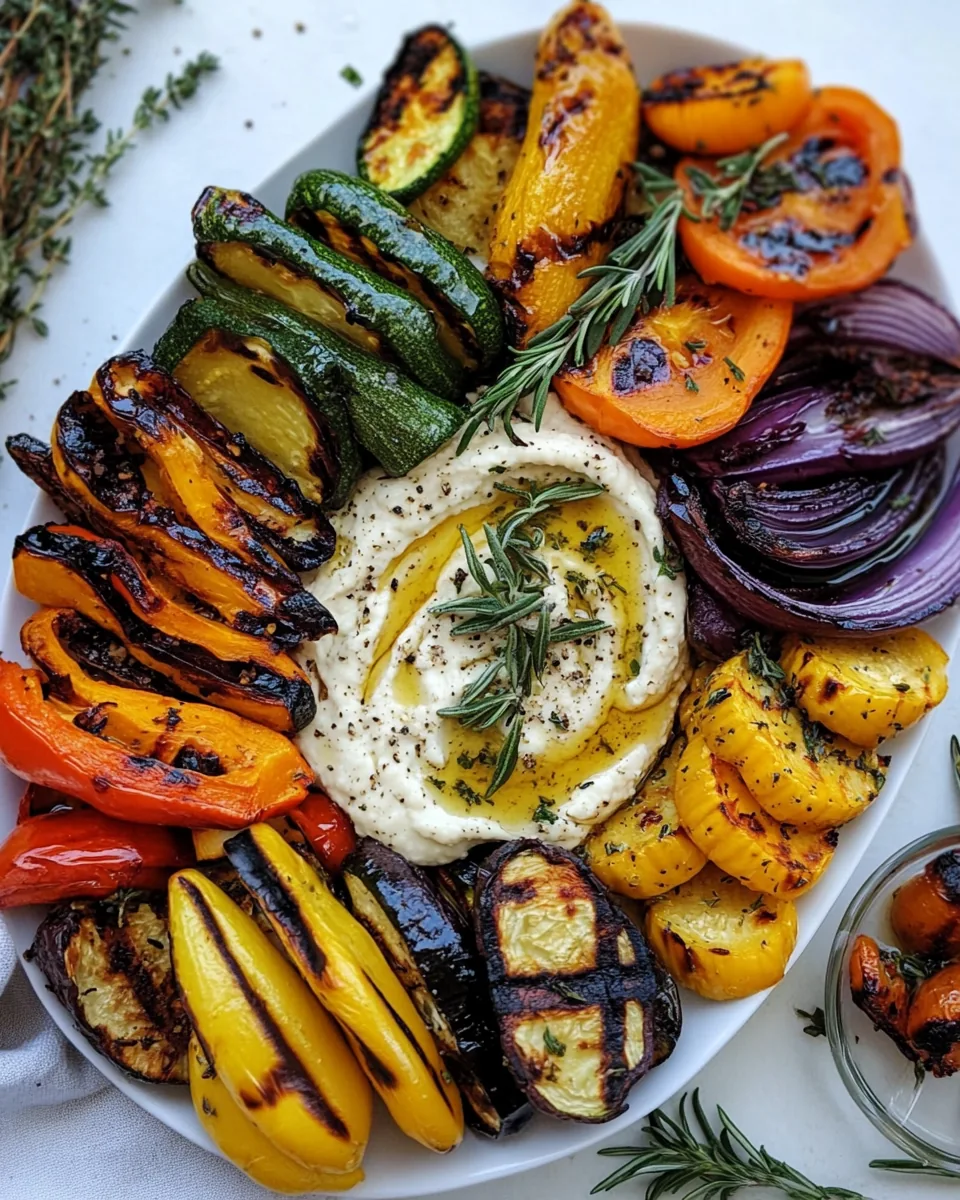 Grilled Autumn Vegetables with Sage Brown Butter Bean Dip