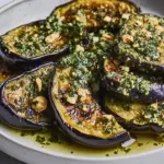 Grilled Eggplant With Walnut Herb Dressing