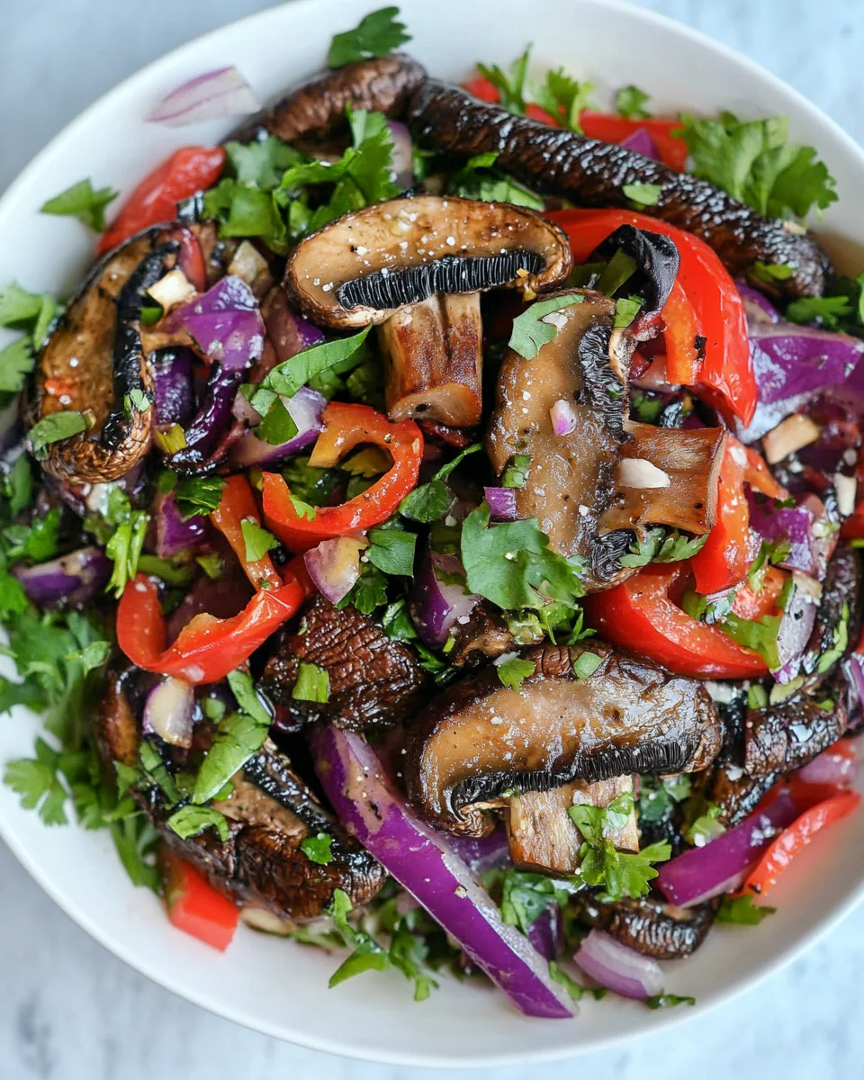 Grilled Portobello Mushroom and Bell Pepper Salad