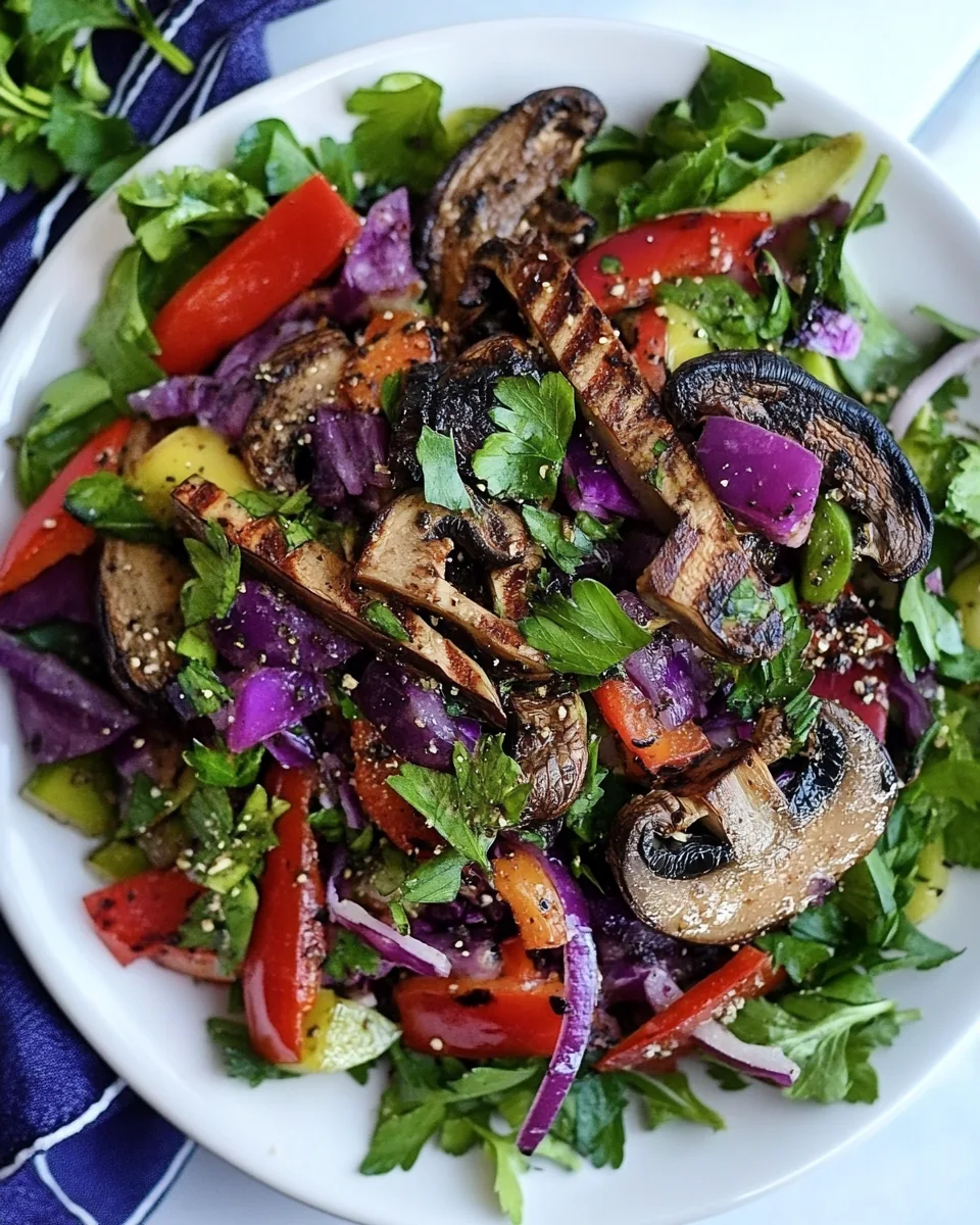 Grilled Portobello Mushroom and Bell Pepper Salad