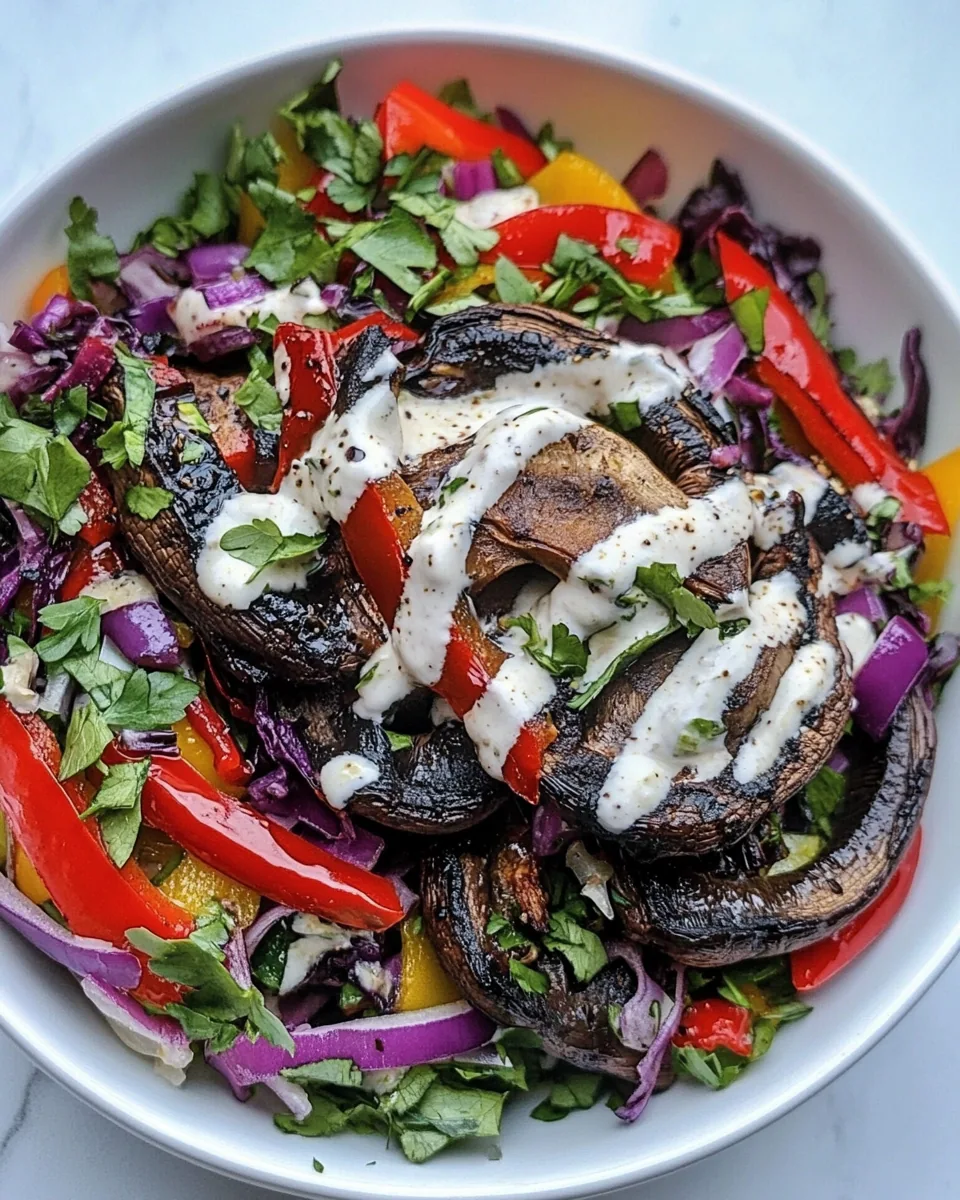 Grilled Portobello Mushroom and Bell Pepper Salad