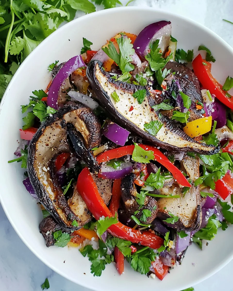 Grilled Portobello Mushroom and Bell Pepper Salad