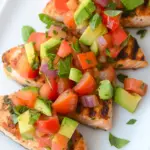 Grilled Salmon Bruschetta with Avocado