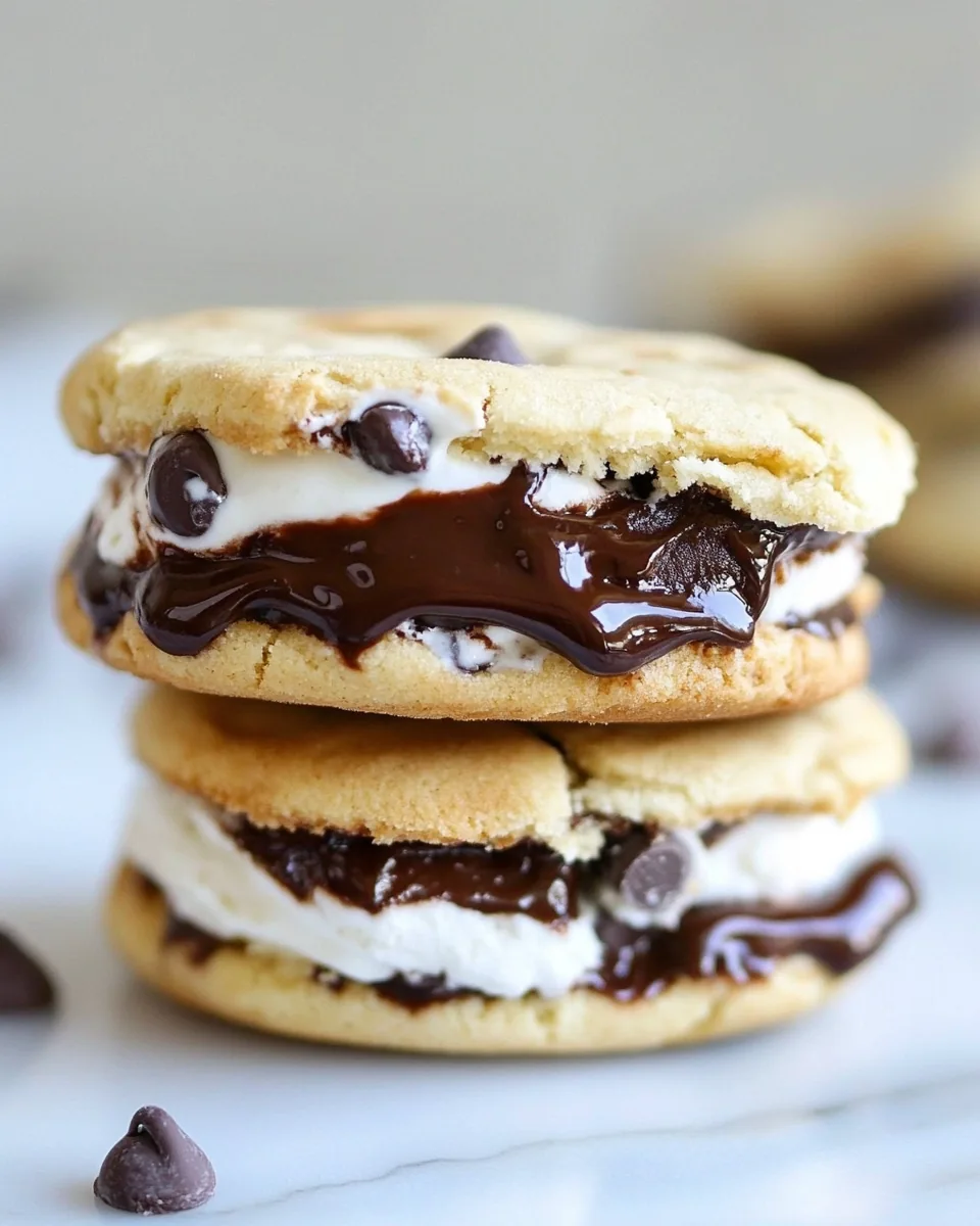 Hot Fudge Chocolate Chip Cookie Dough Ice Cream Sandwich