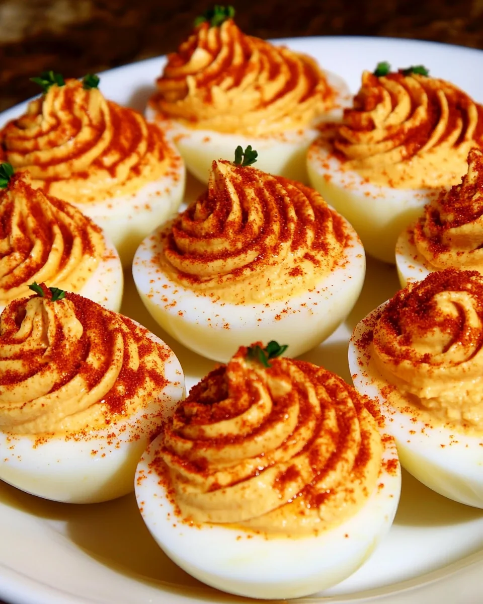 Hummus Sriracha Deviled Eggs