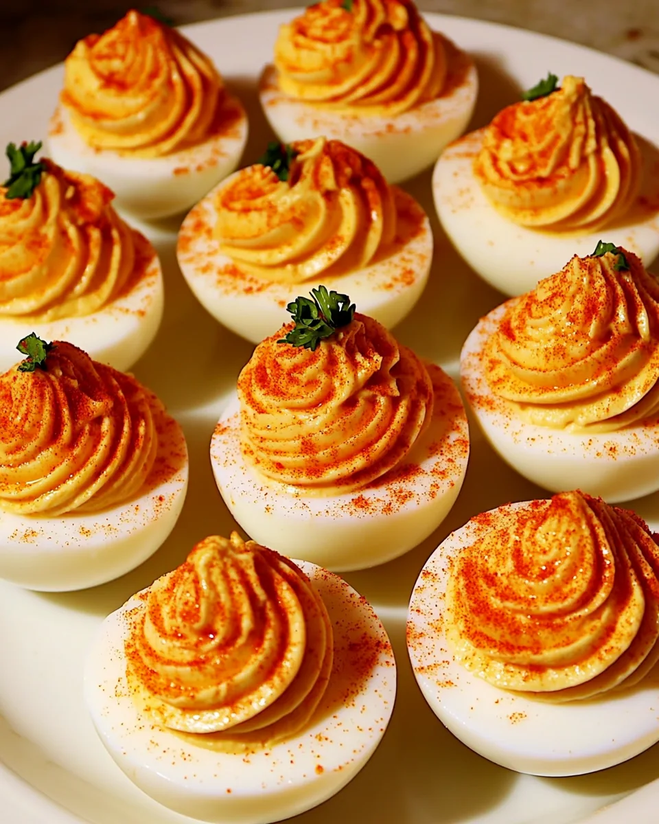 Hummus Sriracha Deviled Eggs