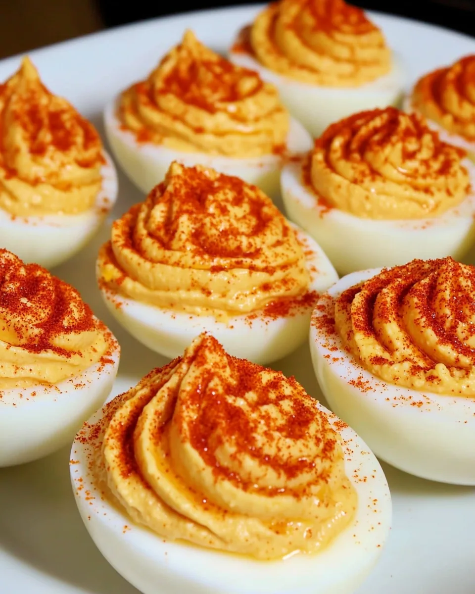 Hummus Sriracha Deviled Eggs