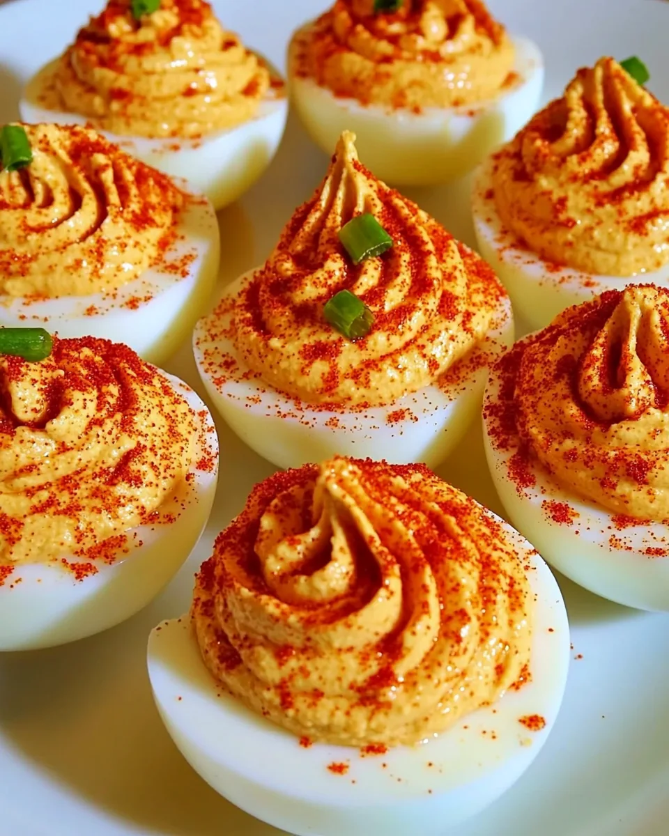Hummus Sriracha Deviled Eggs