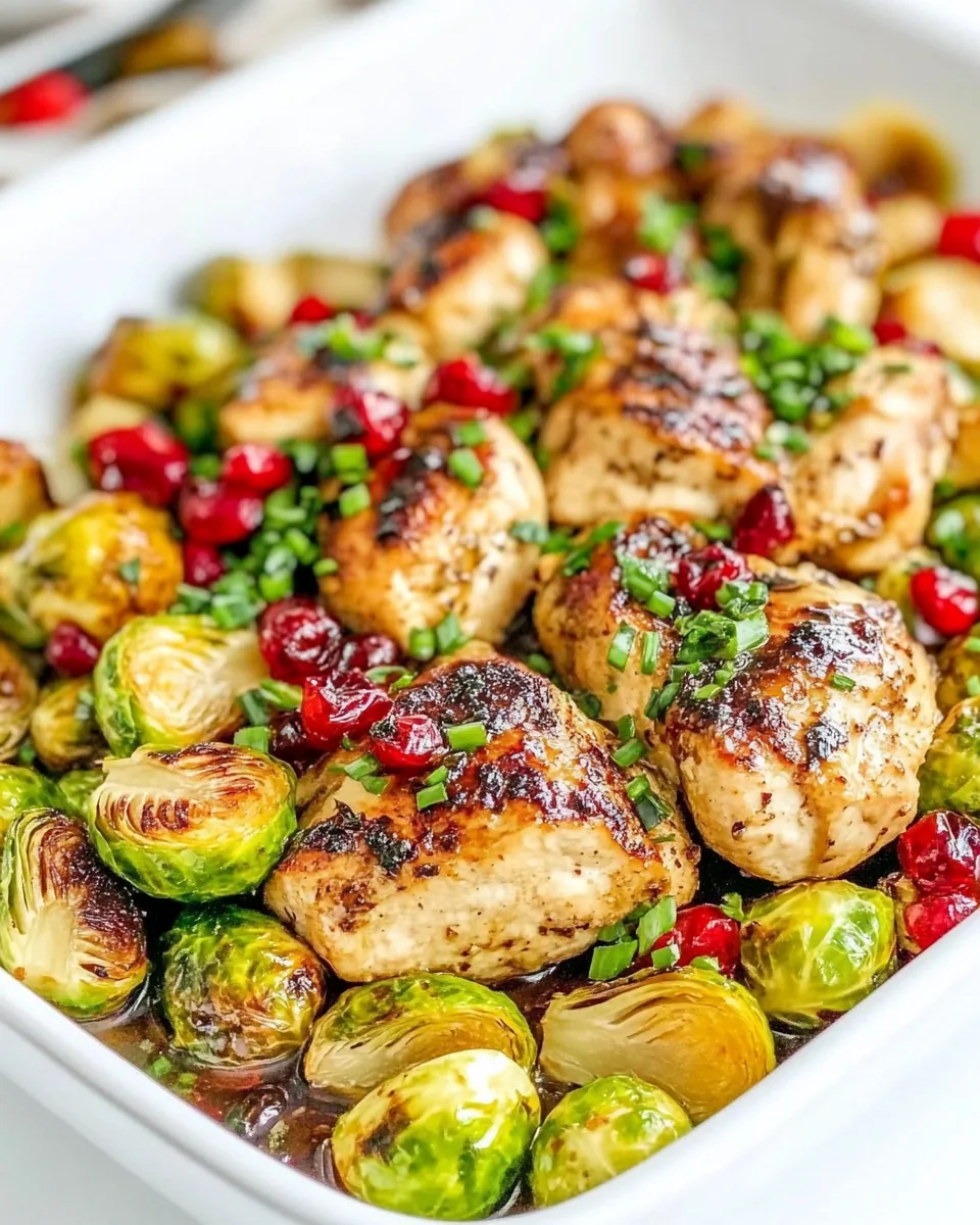 Jeweled Honey Balsamic Chicken Brussels Sprouts
