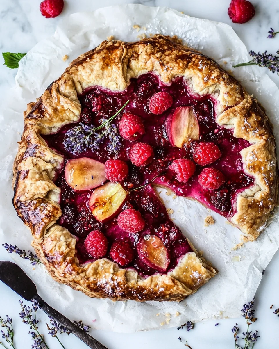 Lavender Honey Raspberry Rhubarb Galette