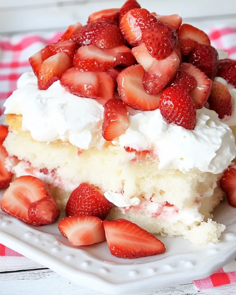 Layered Strawberry Angel Food Cake