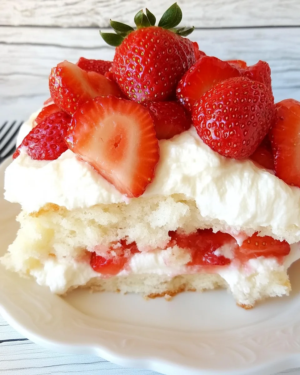 Layered Strawberry Angel Food Cake