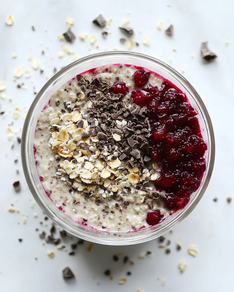 Leftover Cranberry Sauce Dark Chocolate Overnight Oats