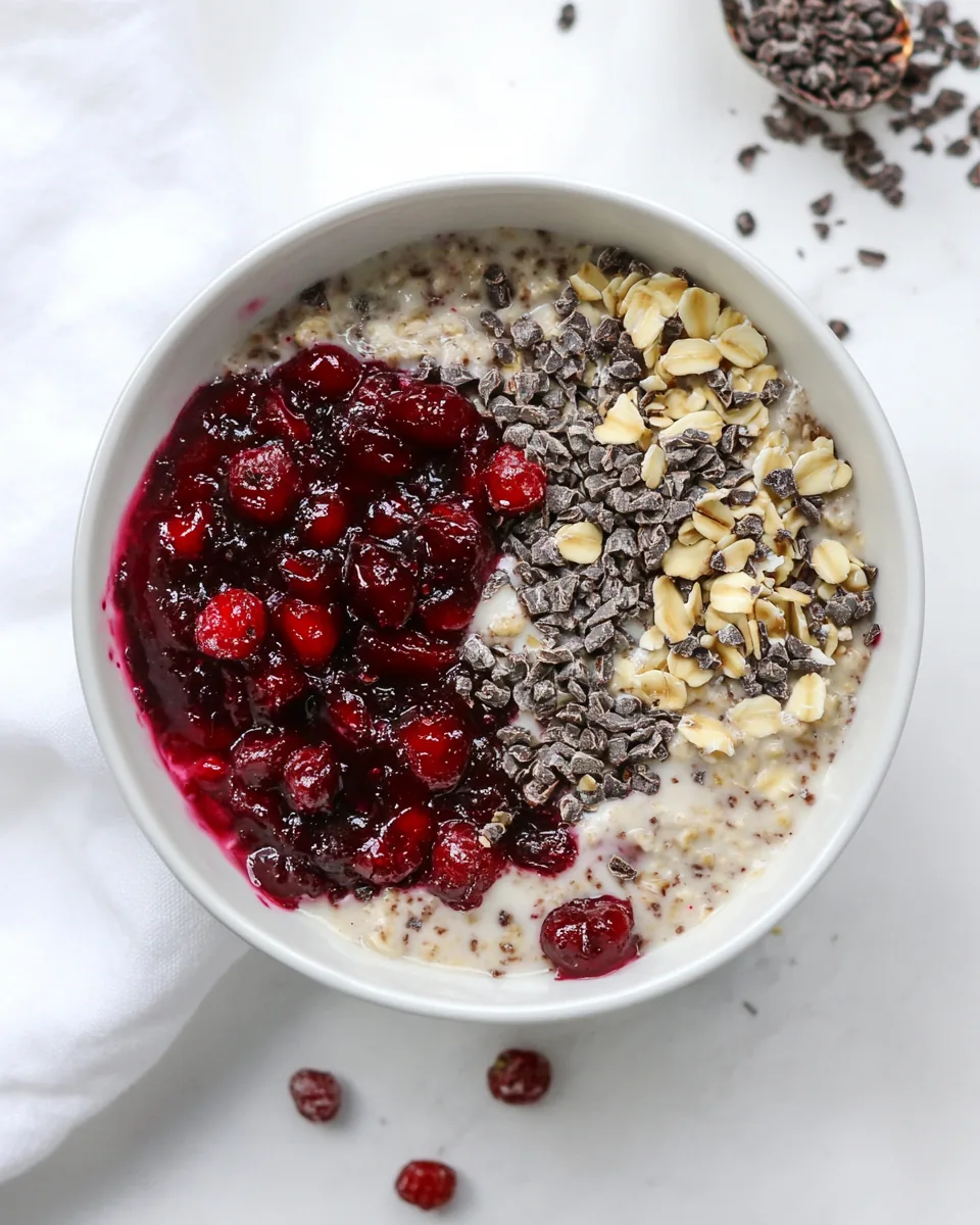 Leftover Cranberry Sauce Dark Chocolate Overnight Oats