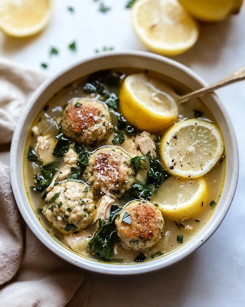 Lemon Chicken Meatball Soup