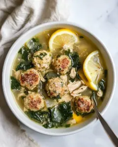 Lemon Chicken Meatball Soup