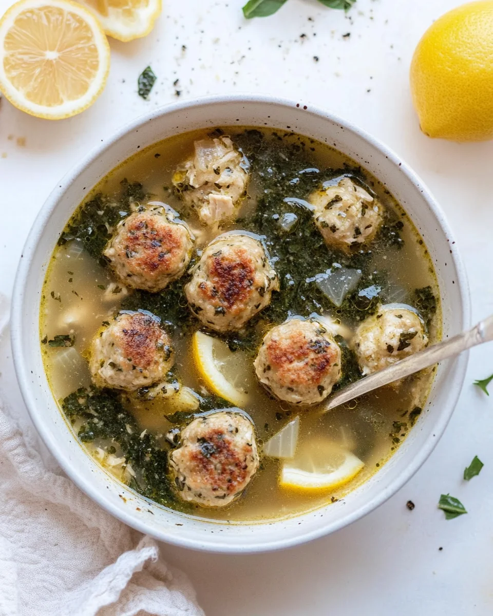Lemon Chicken Meatball Soup