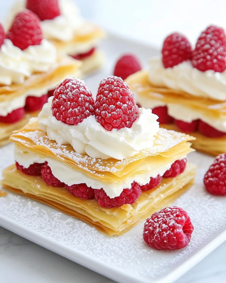 Lemon Cream Raspberry Phyllo Napoleons