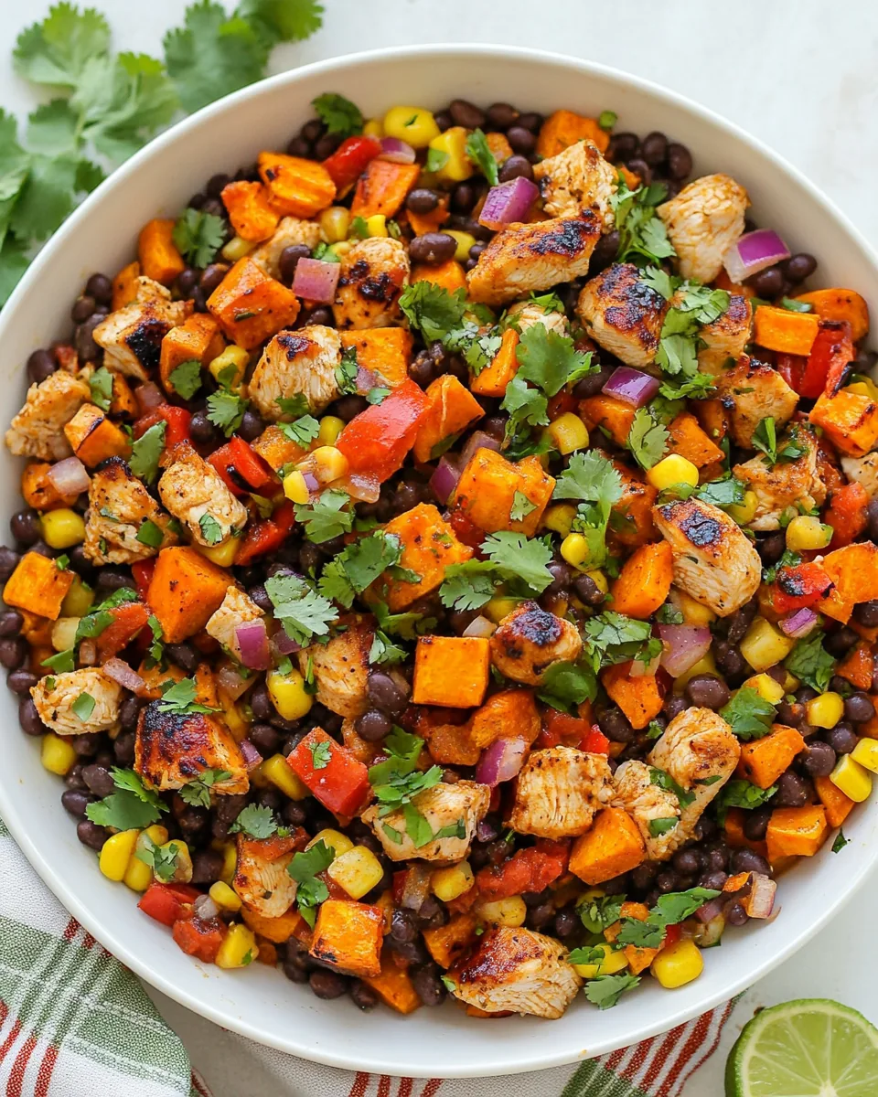 Mexican Honey Lime Chicken Sweet Potato and Black Bean Skillet