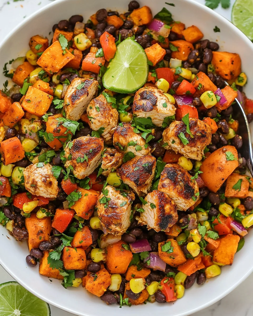 Mexican Honey Lime Chicken Sweet Potato and Black Bean Skillet