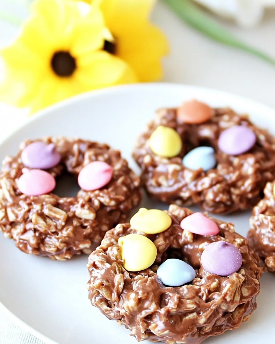No Bake Chocolate Peanut Butter Nest Cookies
