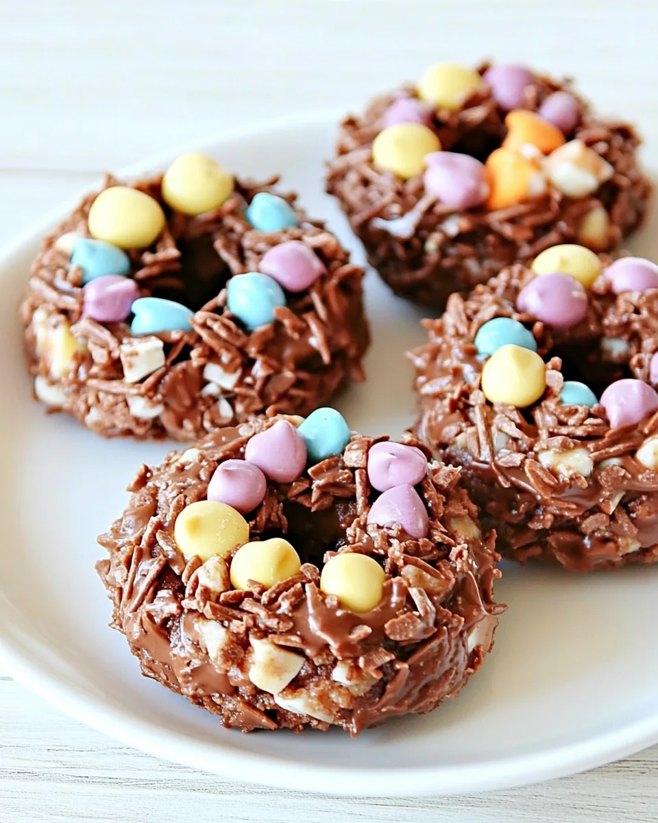 No Bake Chocolate Peanut Butter Nest Cookies
