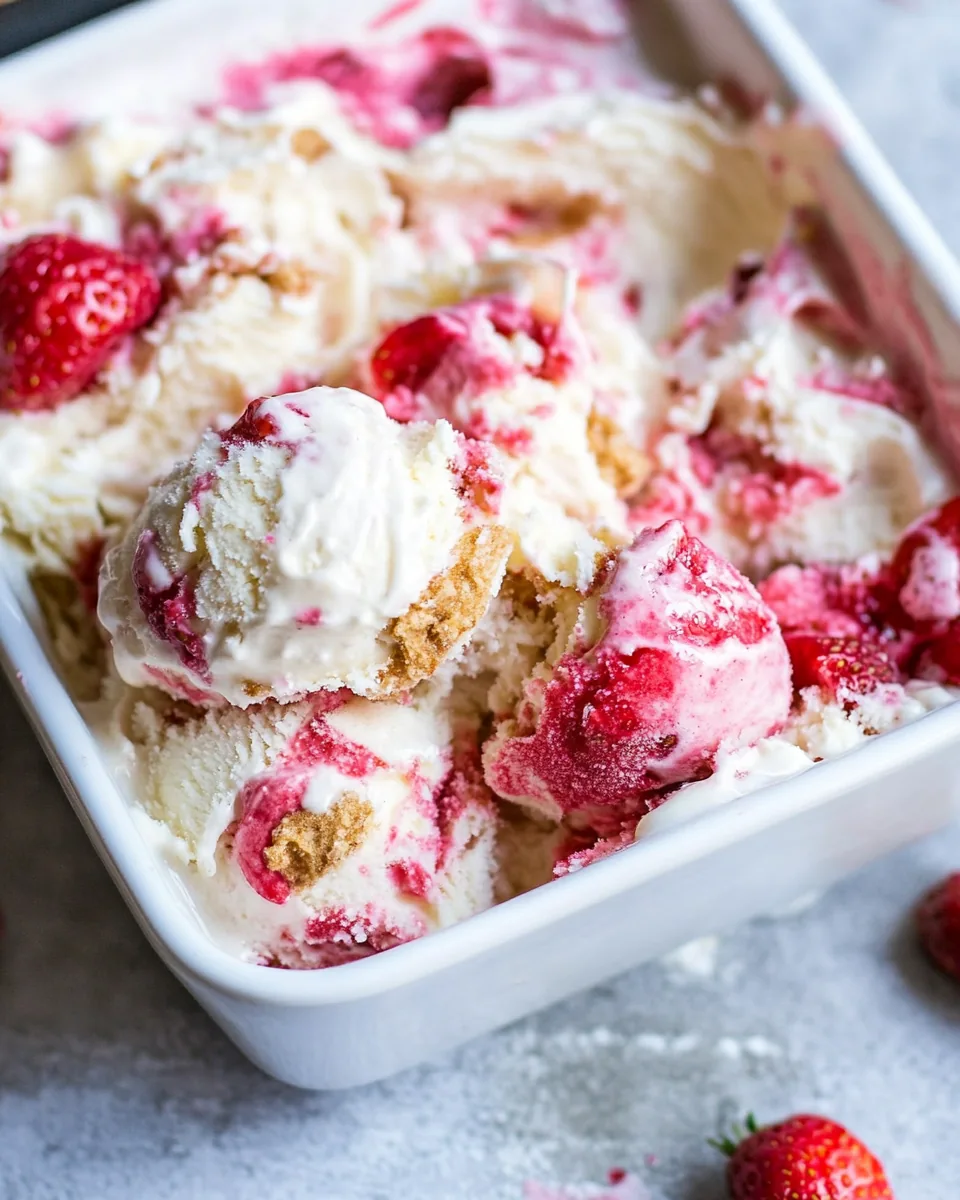 No Churn Strawberry Cheesecake Ice Cream