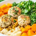 Nourishing Lentil Bowl with Kale and Chicken Meatballs