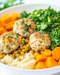 Nourishing Lentil Bowl with Kale and Chicken Meatballs
