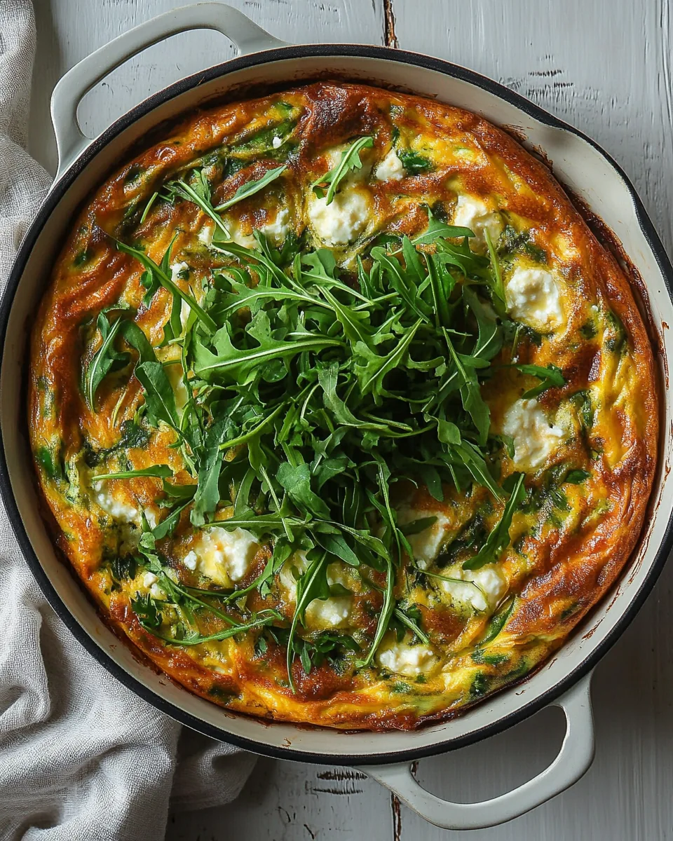 Onion Frittata with Goat Cheese and Arugula