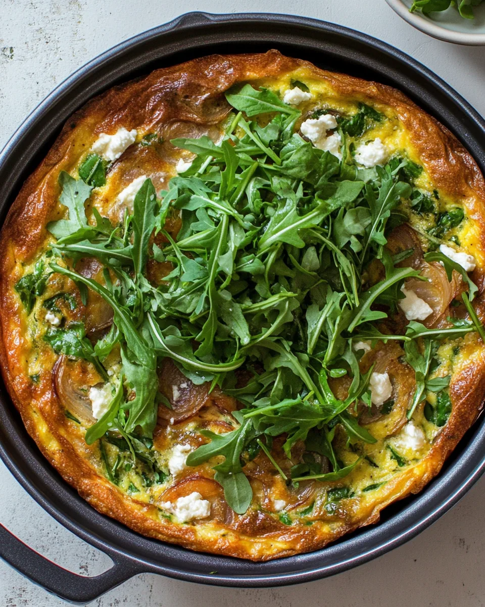 Onion Frittata with Goat Cheese and Arugula