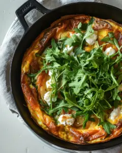 Onion Frittata with Goat Cheese and Arugula