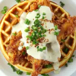 Oven Fried Chicken with Waffles and White Gravy