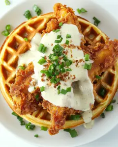 Oven Fried Chicken with Waffles and White Gravy