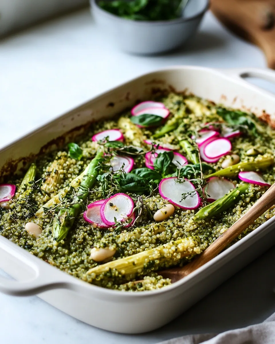 Pesto Quinoa White Bean Bake