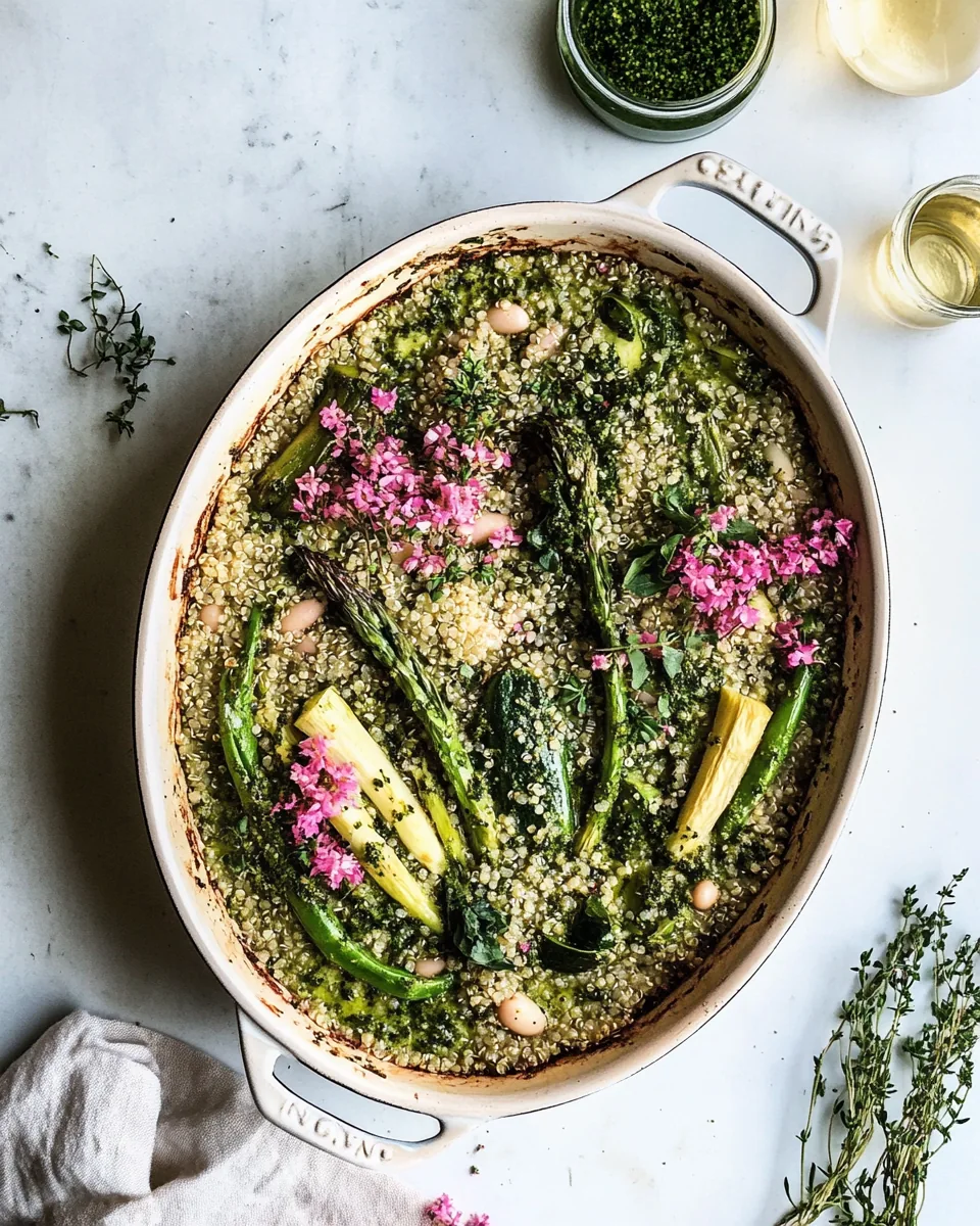 Pesto Quinoa White Bean Bake