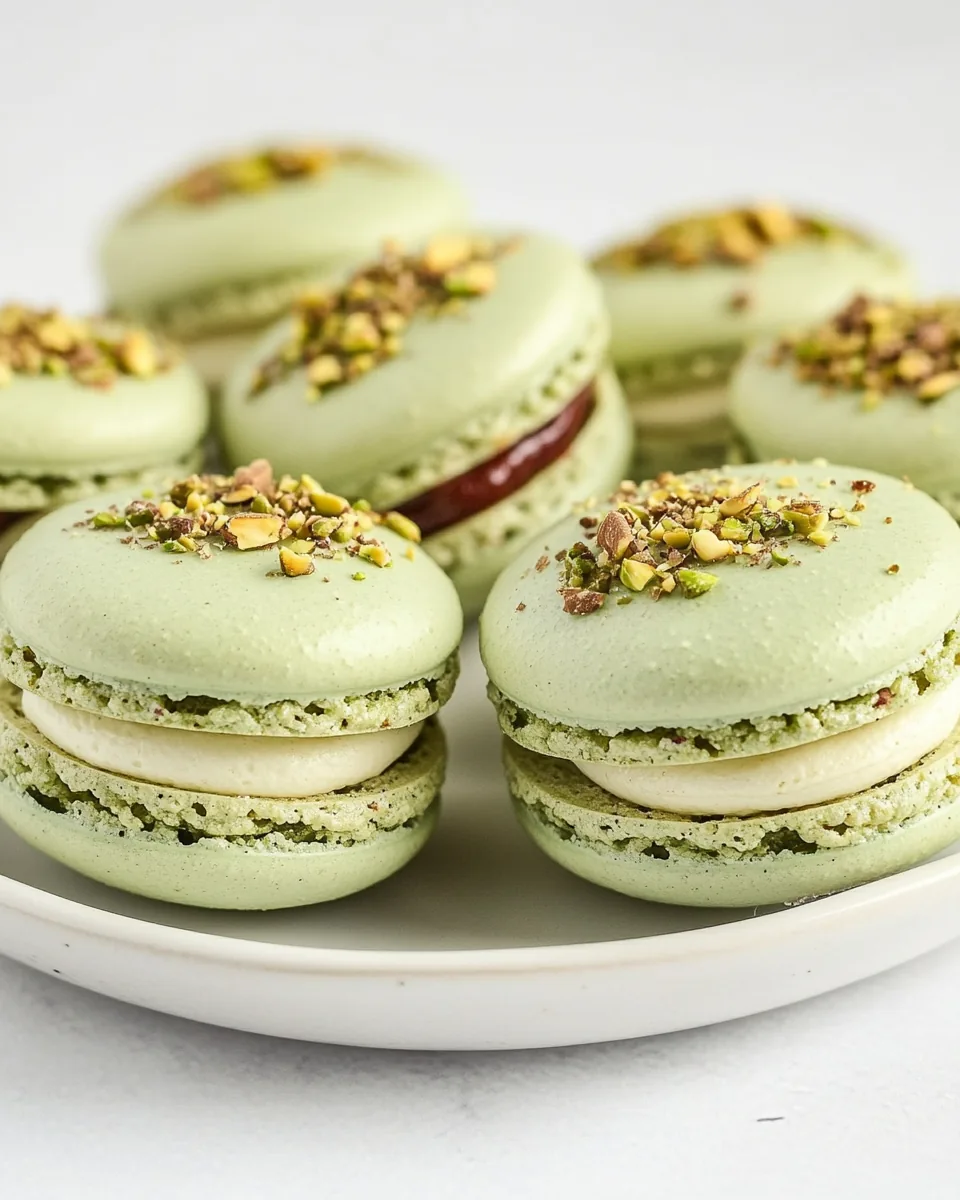 Pistachio Raspberry Macarons