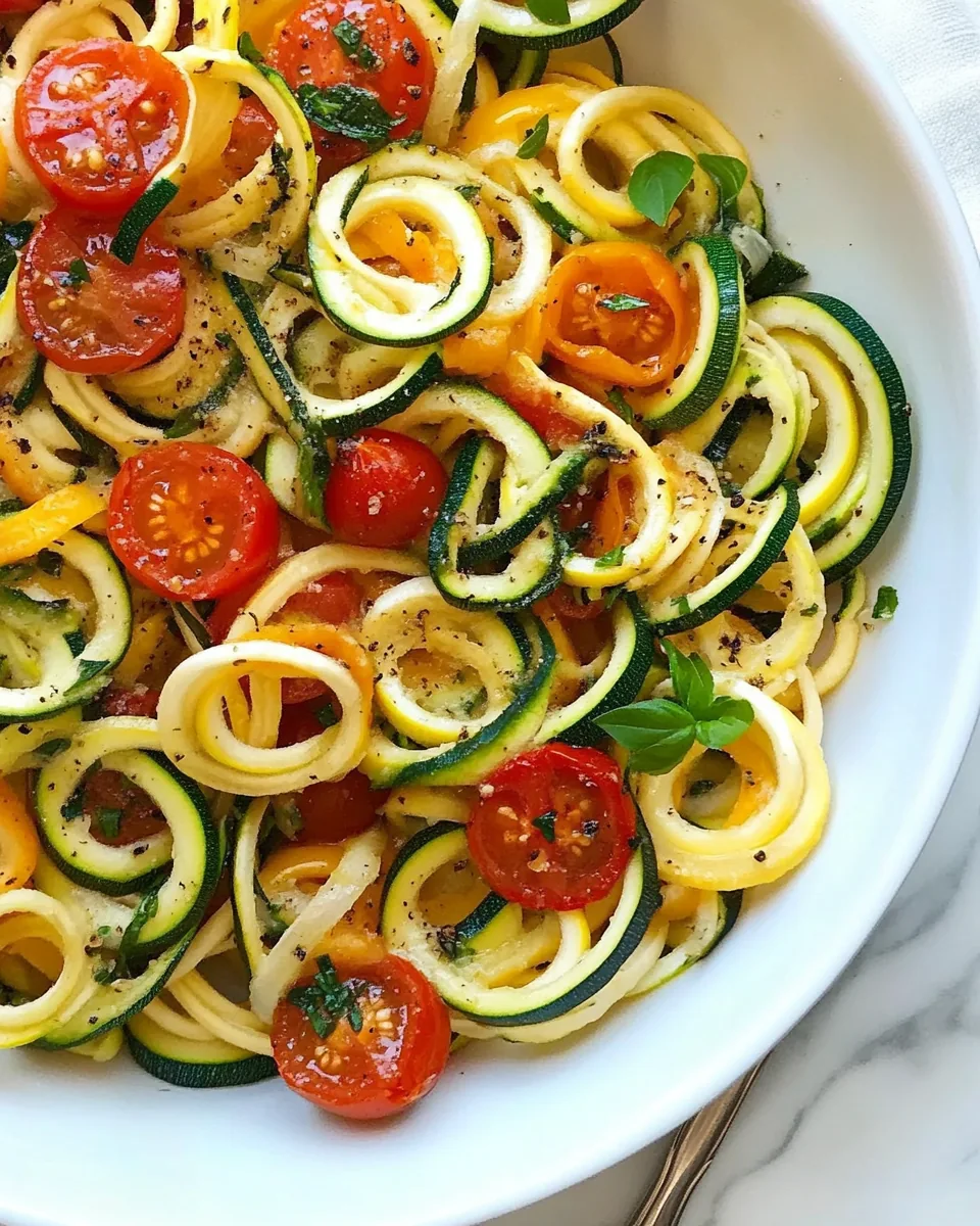Quick Spiralized Zucchini and Grape Tomatoes