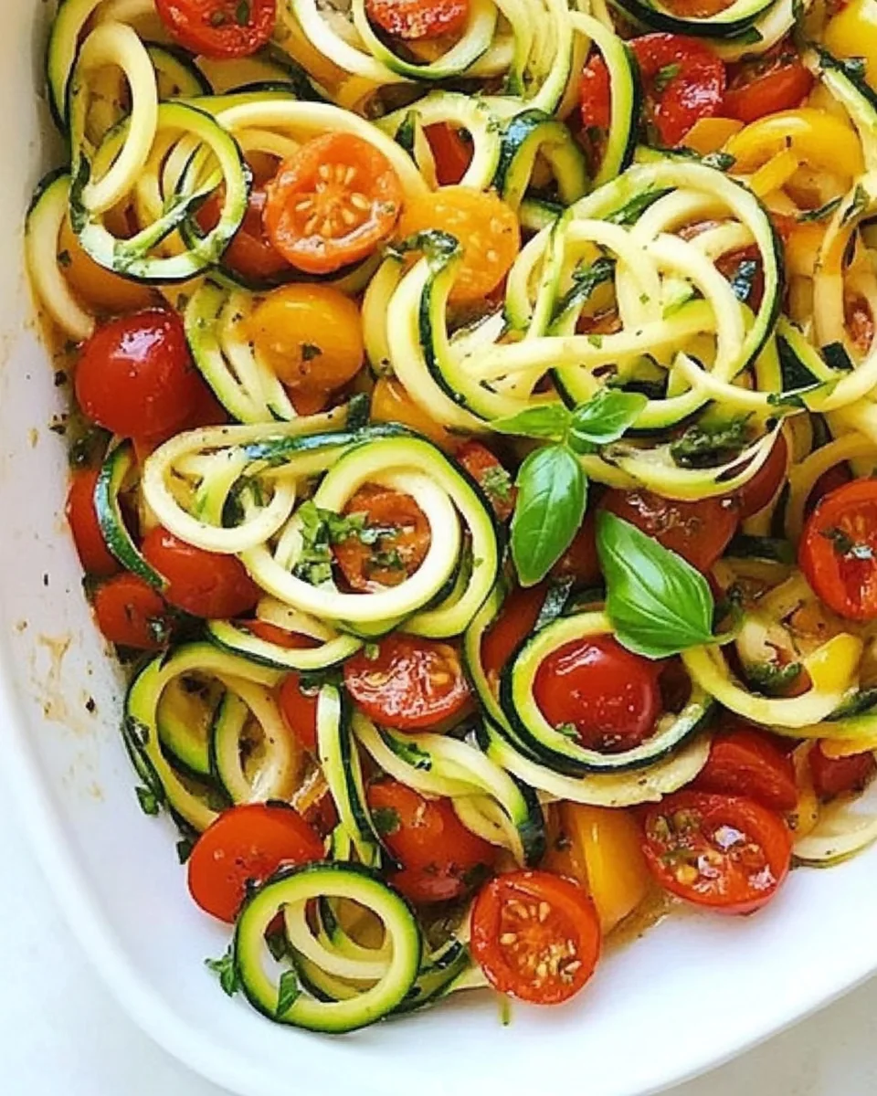 Quick Spiralized Zucchini and Grape Tomatoes