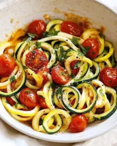 Quick Spiralized Zucchini and Grape Tomatoes