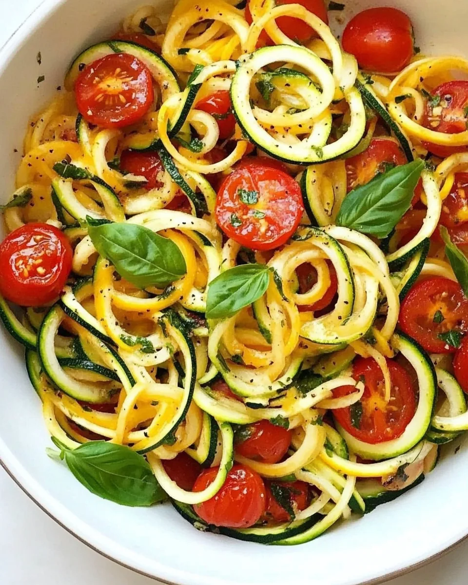 Quick Spiralized Zucchini and Grape Tomatoes