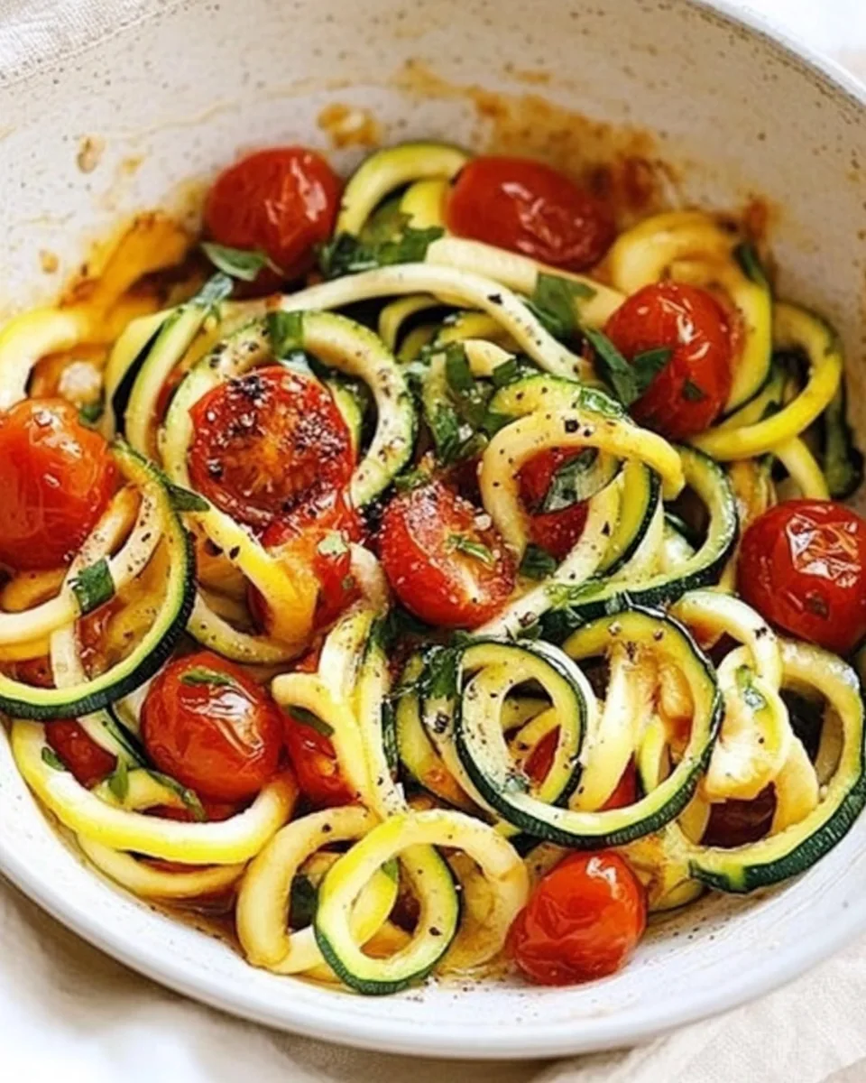 Quick Spiralized Zucchini and Grape Tomatoes
