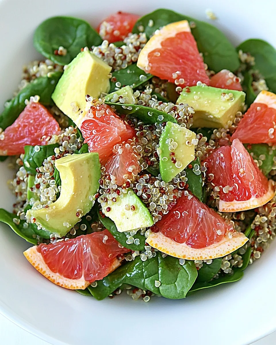Quinoa Salad with Spinach Grapefruit Avocado