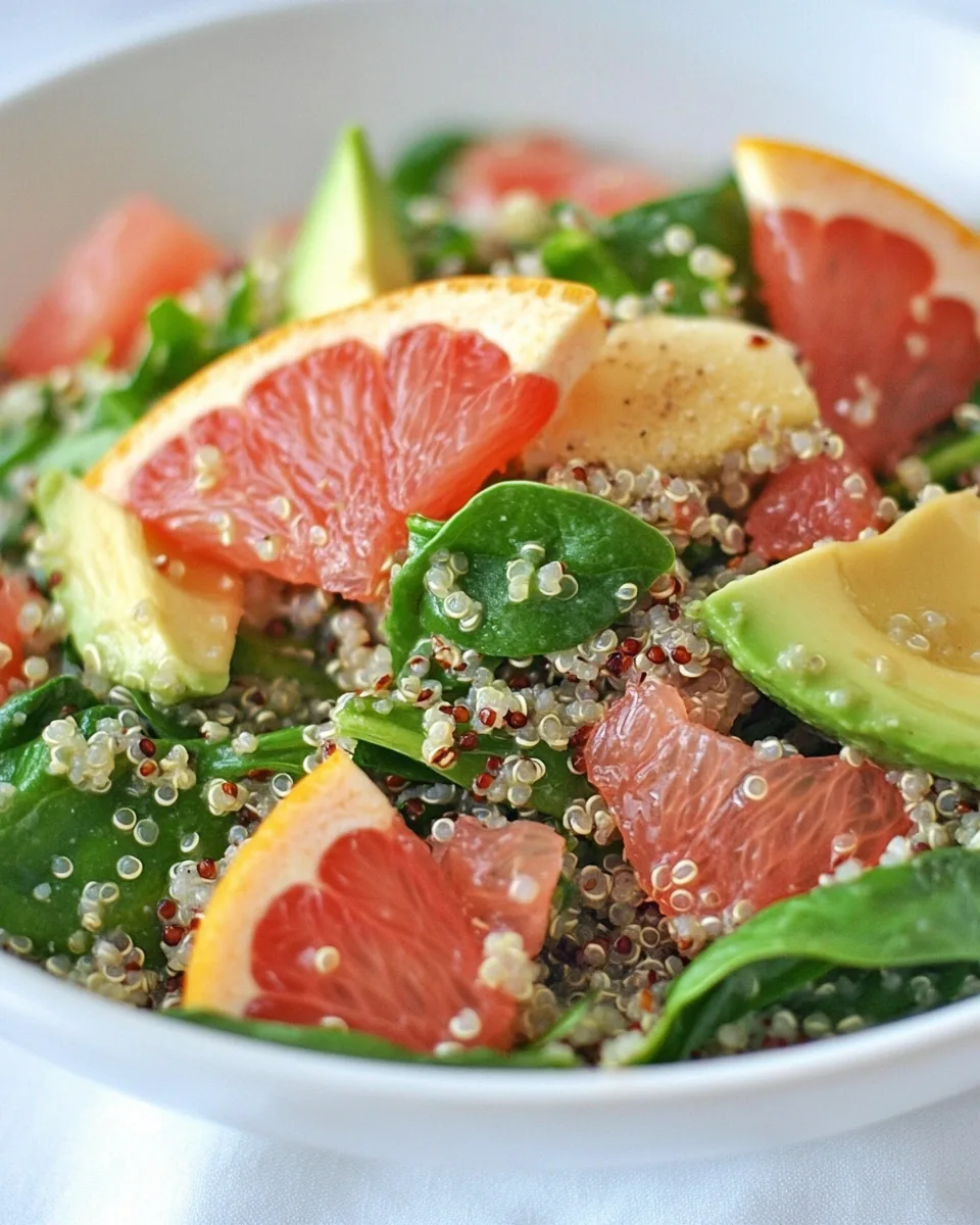 Quinoa Salad with Spinach Grapefruit Avocado