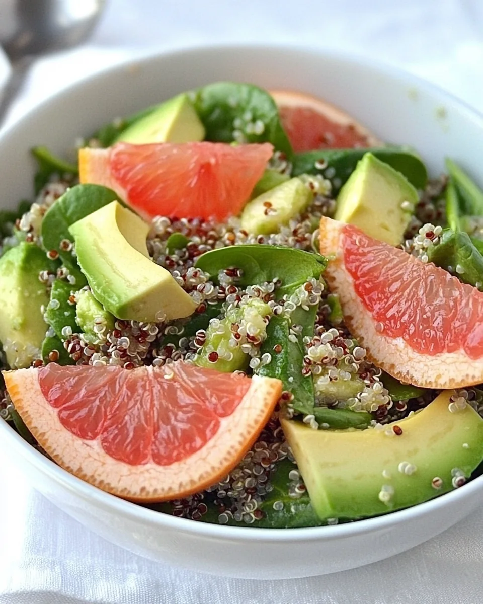 Quinoa Salad with Spinach Grapefruit Avocado