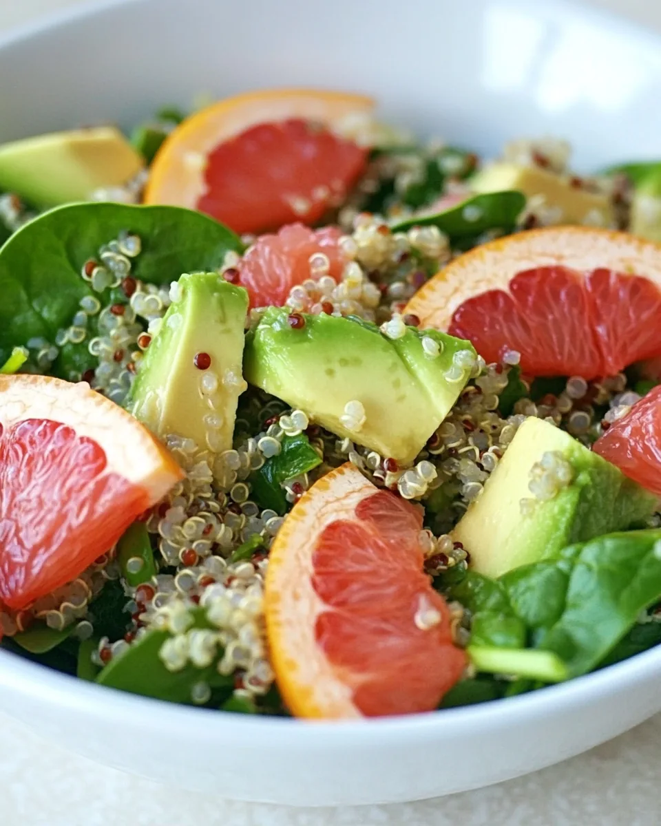 Quinoa Salad with Spinach Grapefruit Avocado