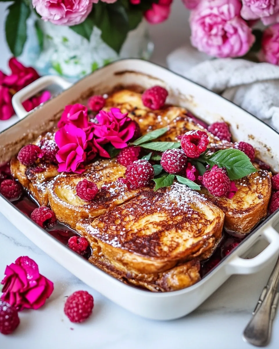 Raspberry Rose Baked French Toast