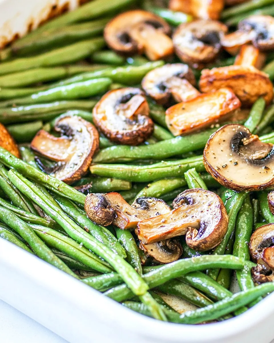 Roasted Green Beans and Mushrooms