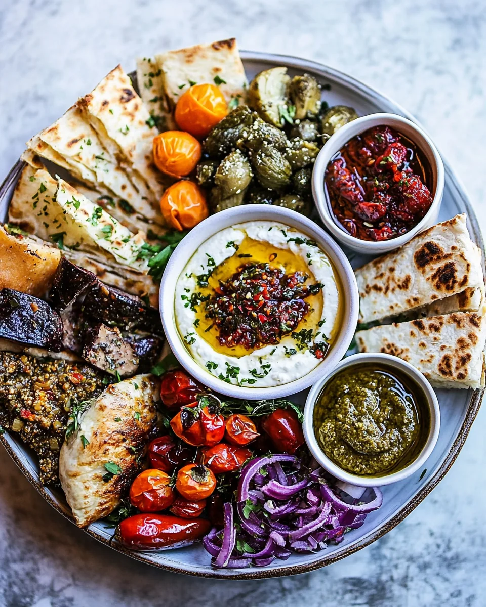 Roasted Red Pepper Meze Platter